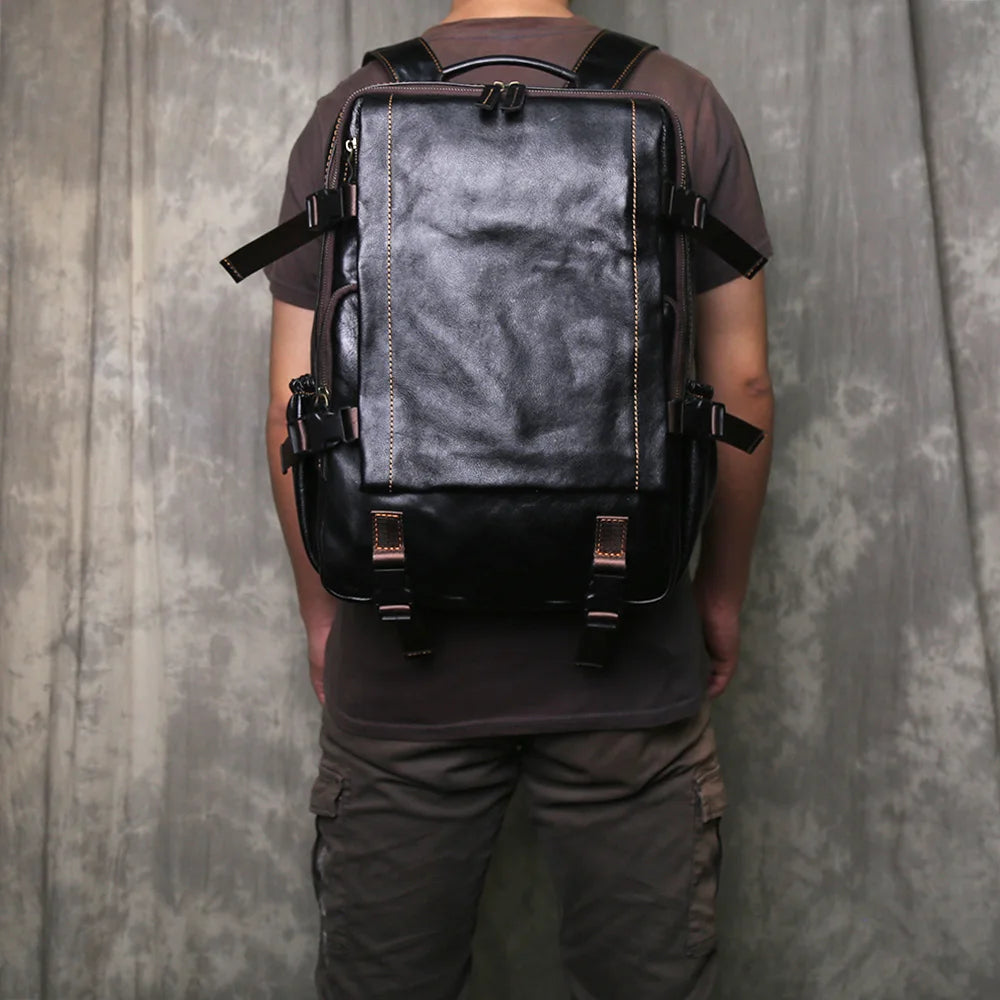 Retro Men's Leather Backpack | Spacious Vintage Computer Bag