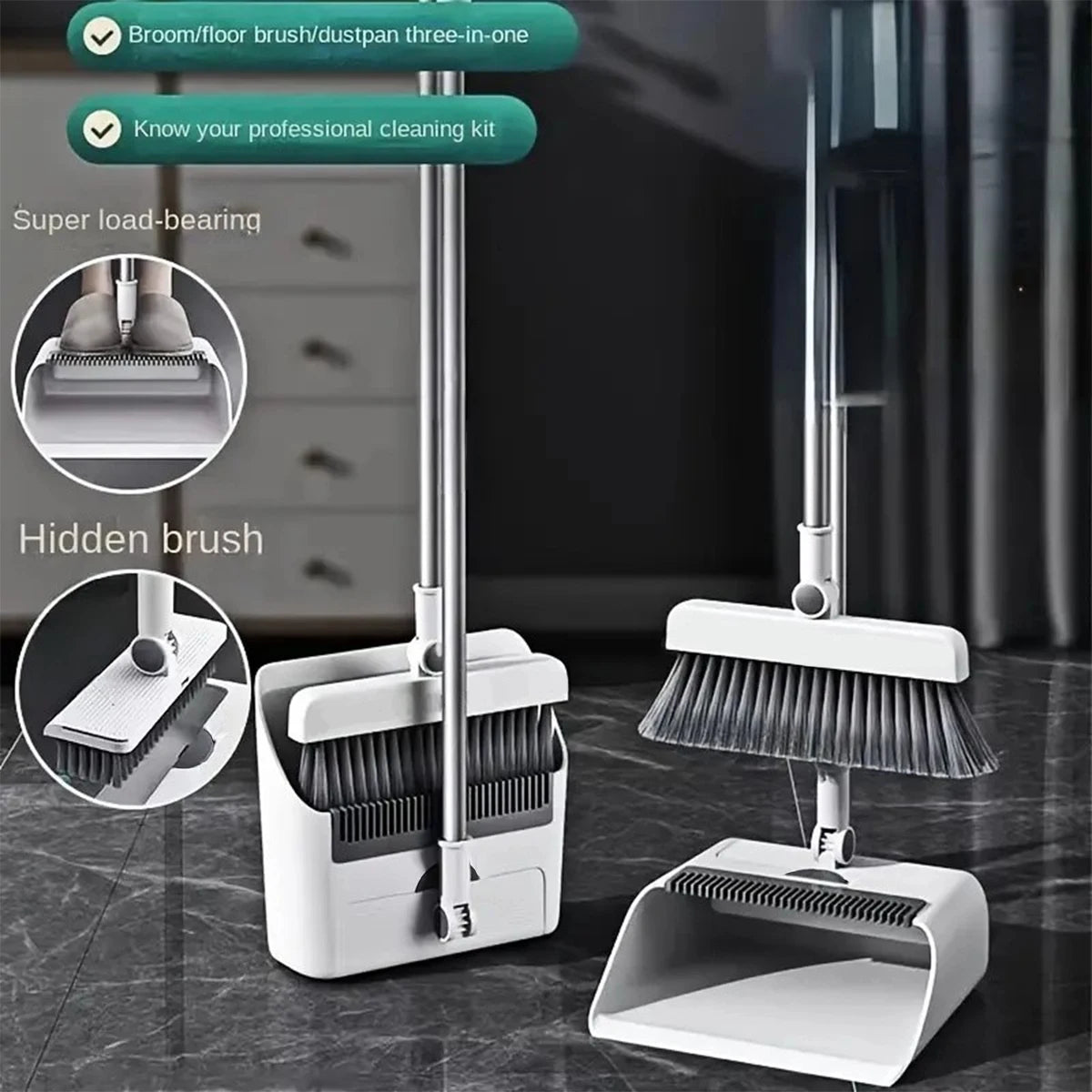 3-in-1 Broom and Dustpan Set | Efficient Home Cleaning Tool