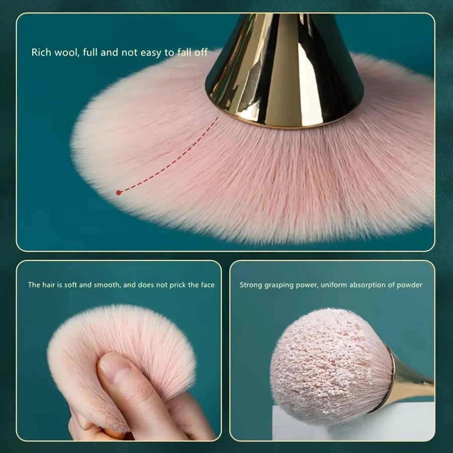 Soft Rose Golden Fan Makeup Brush | Achieve Flawless Beauty
