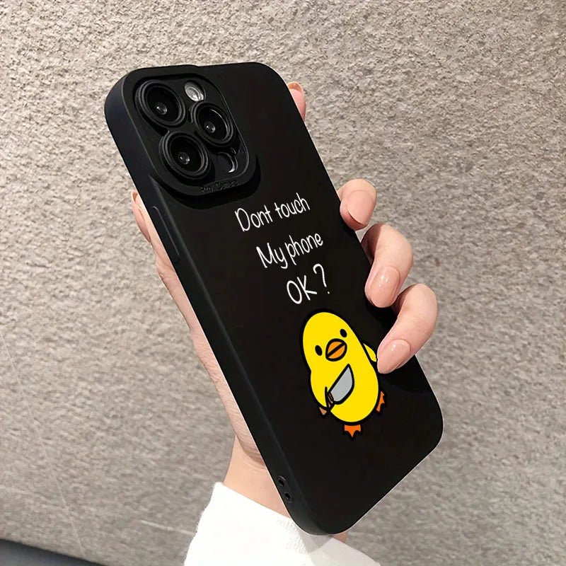 Cute Minimalist Cartoon Duck Silicone Phone Case | Stylish Protection