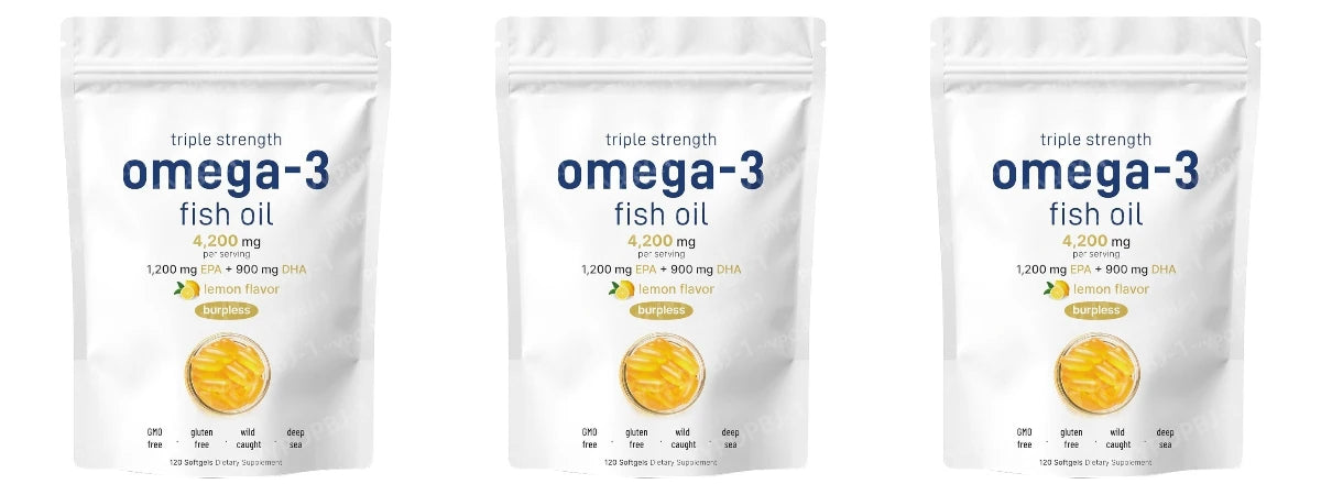 Triple Strength Omega 3 Fish Oil Supplements | Burpless EPA Formula