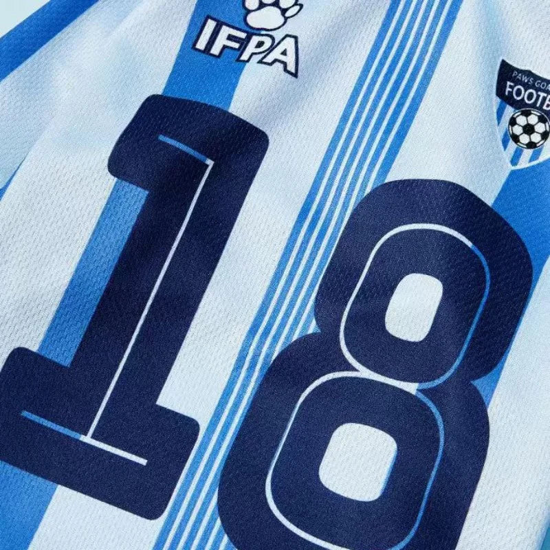 1pc Pet Cat/Dog #18 Jersey, Blue Stripe Letter Print, Fashionable Casual Sports Style, Comfortable Dog Shirt