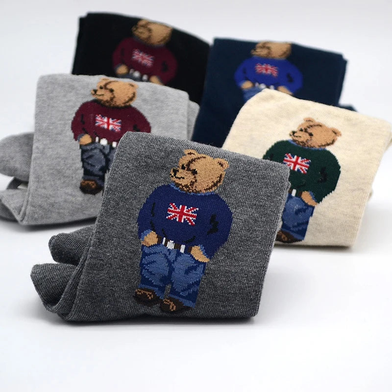Men's Cartoon Bear Socks | Fun & Breathable Skateboard Socks