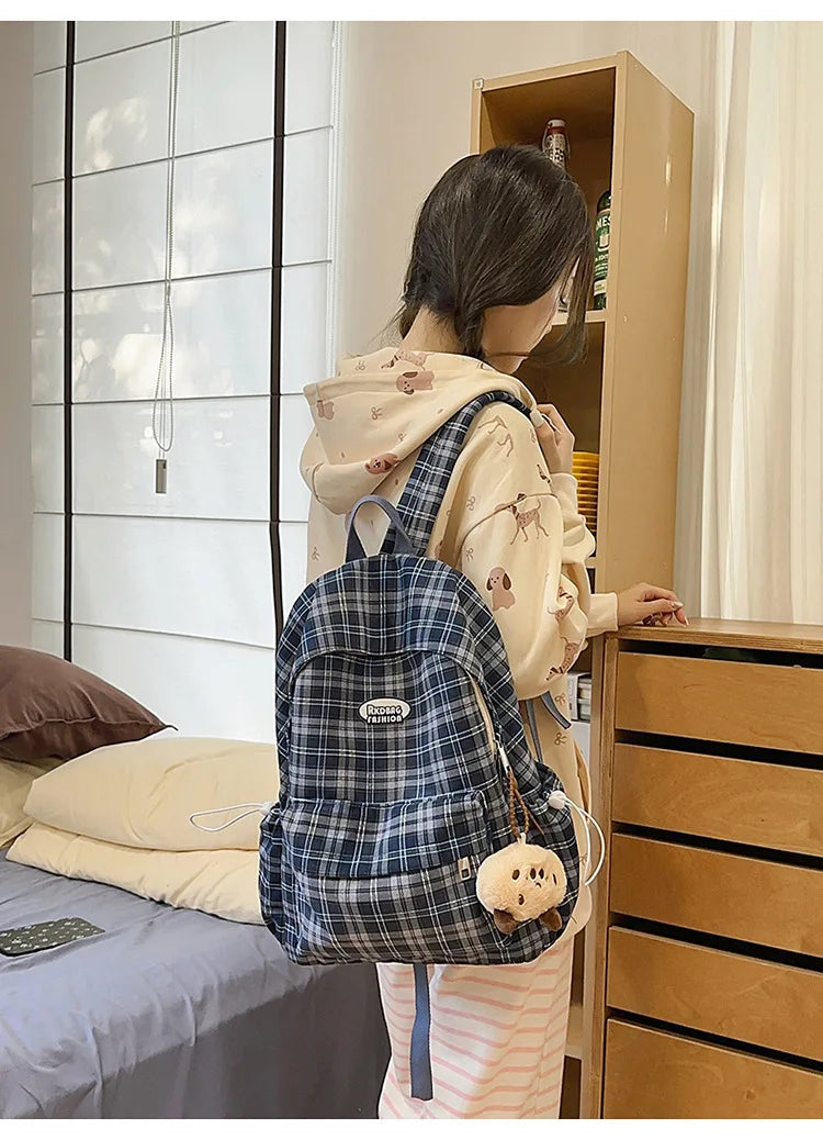 Large Capacity Plaid Backpack | Versatile Travel & School Bag