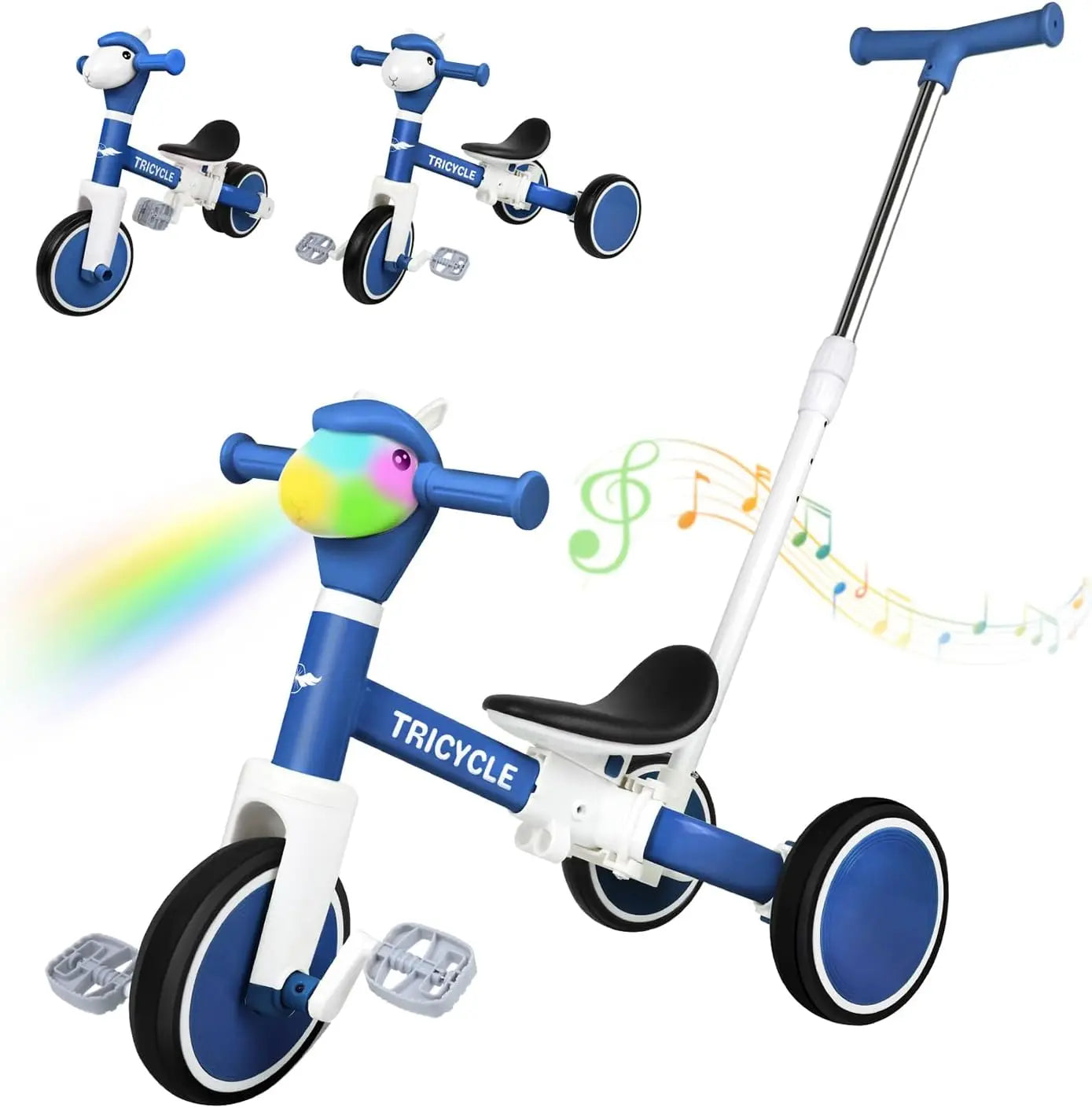 5-in-1 Toddler Tricycle | Adjustable Balance Bike Push Toy