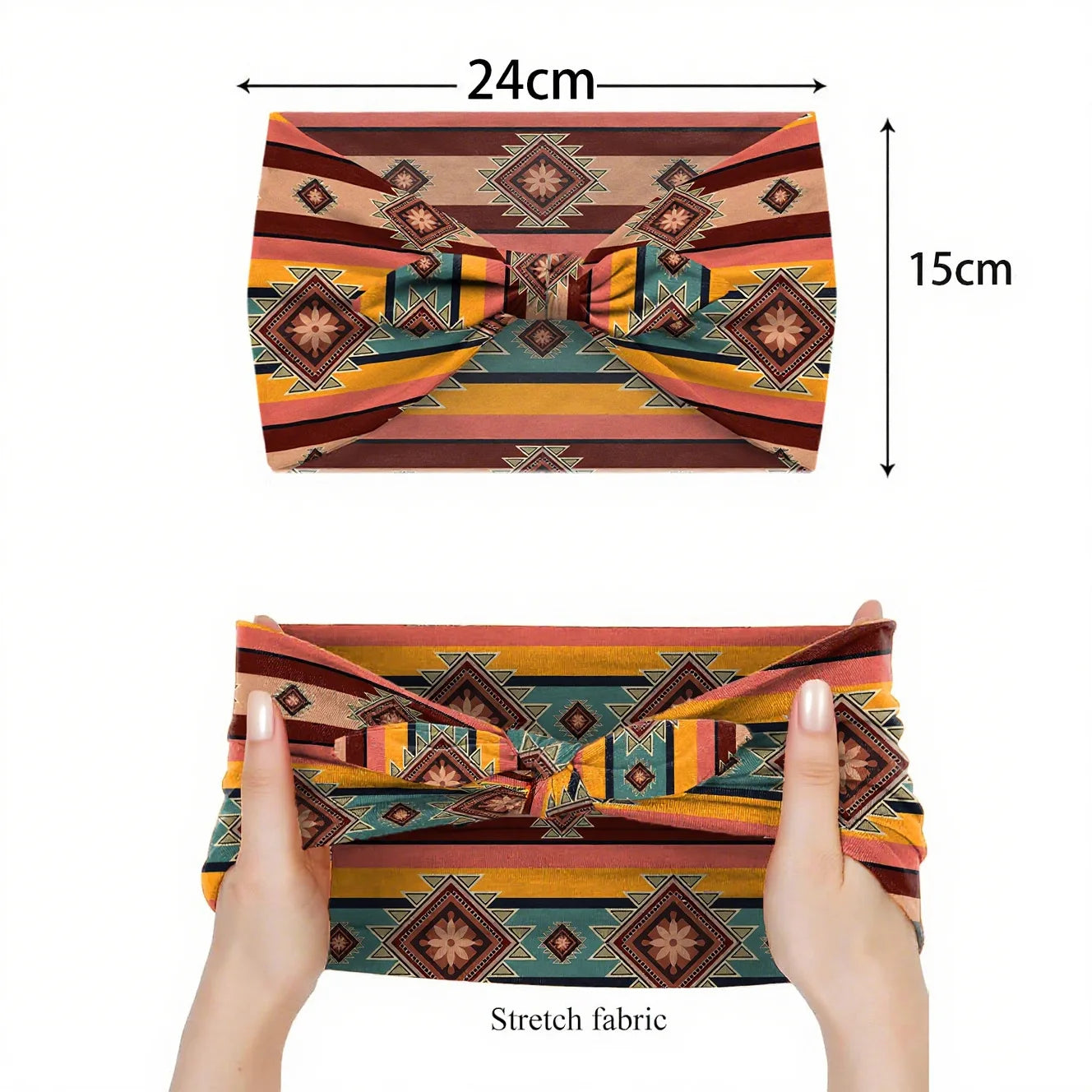 Bohemian Printed Rabbit Ear Elastic Headband | Stylish Accessory