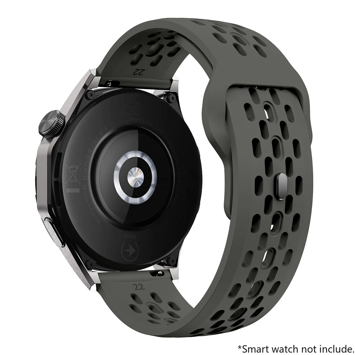 Breathable Sports Silicone Watch Strap - Replacement Bands for Smartwatches