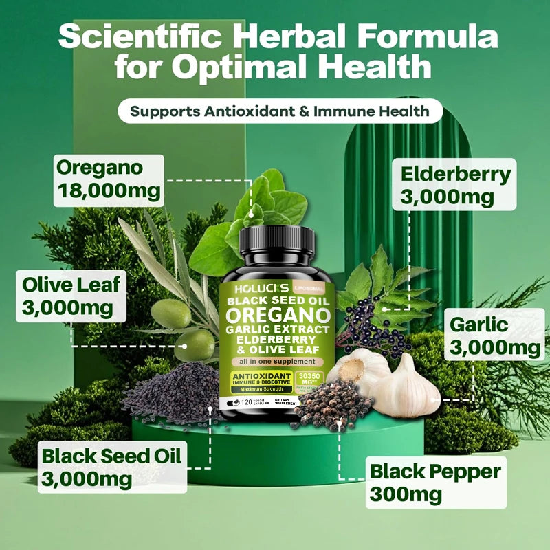 10 in 1 Oregano Oil Supplement with Immune & Digestive Support