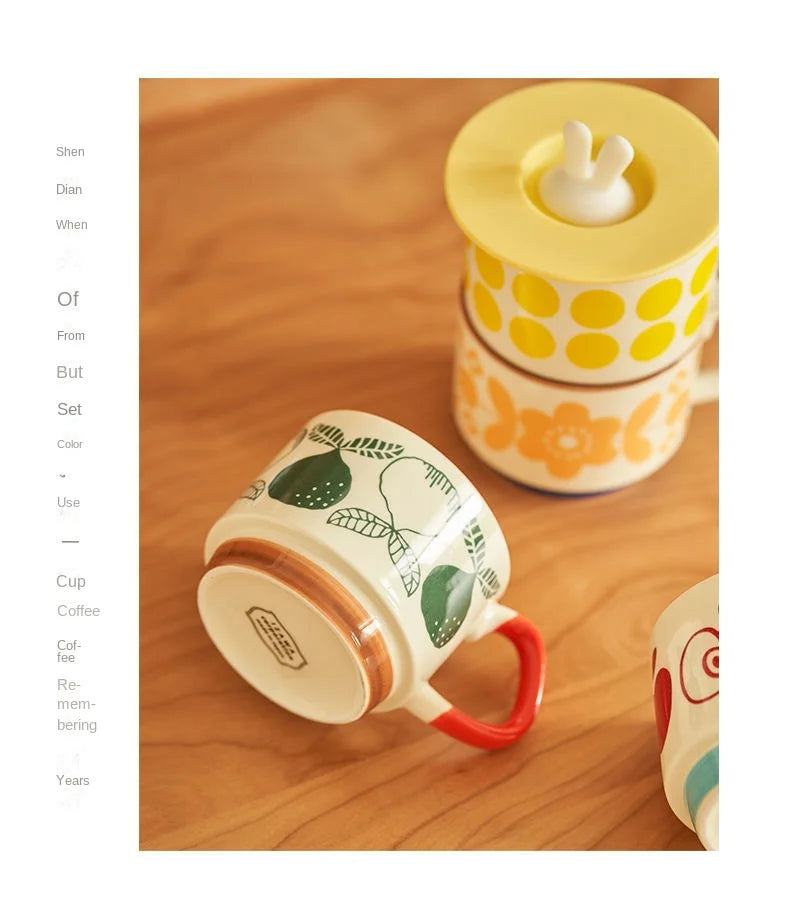 300ml Japanese Flower Ceramic Mug Set | Retro Drinkware for All Occasions