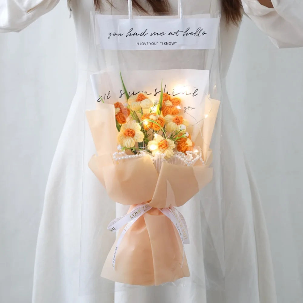 Ramo de flores de crochet tejido a mano | Regalos perfectos para graduación y decoración del hogar