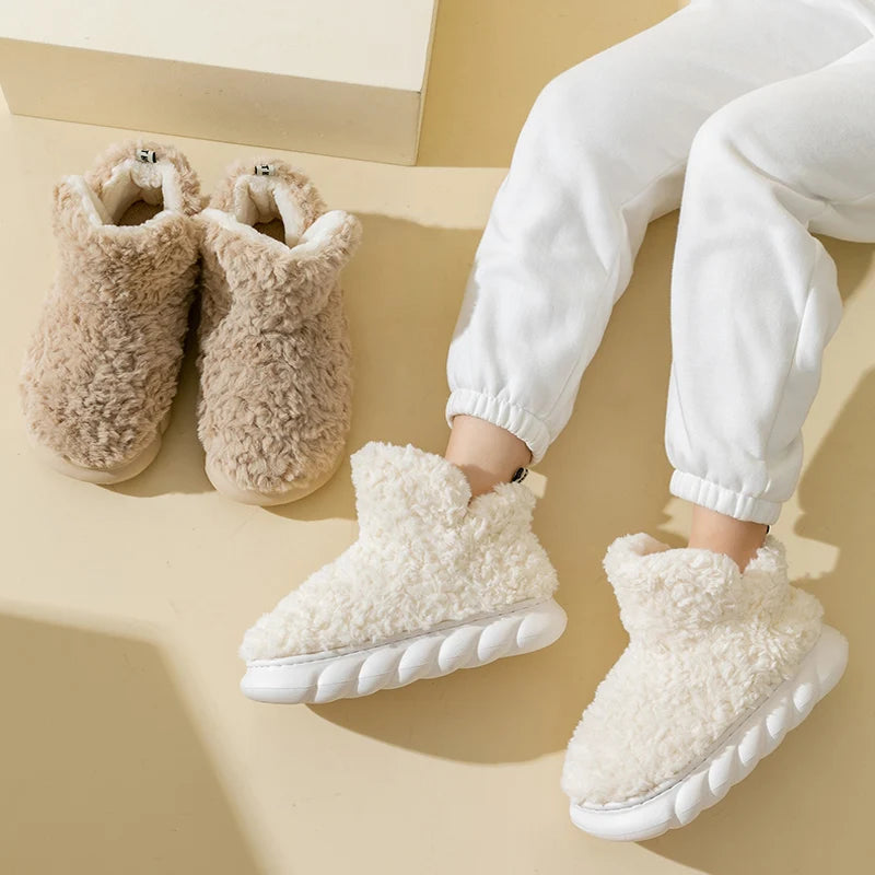 Winter Warm Plush Snow Boots Slippers | Cozy Indoor Outdoor Footwear