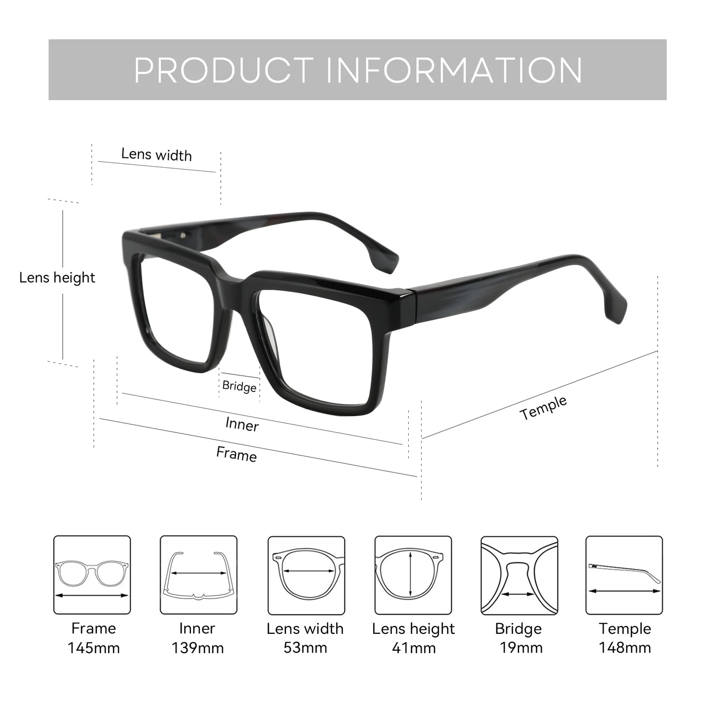 XL Acetate Square Glasses | Photochromic Multifocal Eyewear 2026