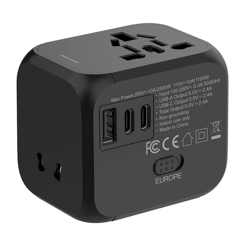 Universal Travel Adapter with USB-C & USB-A | Worldwide Compatibility