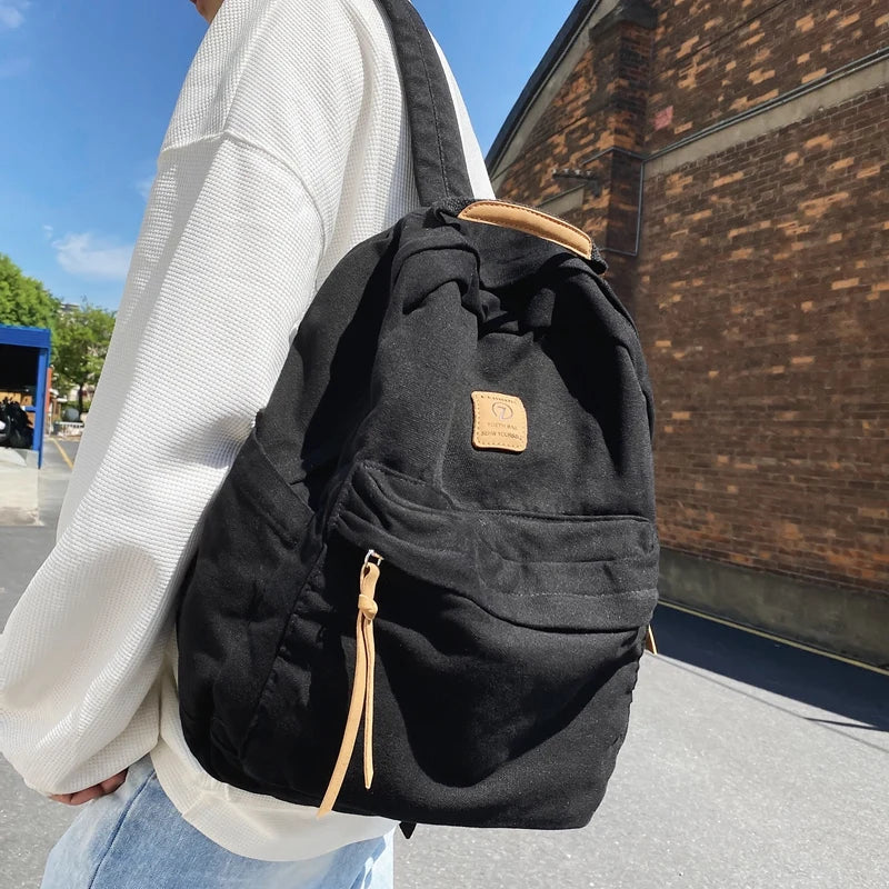Casual Canvas Backpack for Students | Trendy Unisex College Bag