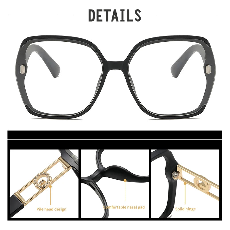 Stylish Large-Frame Flat Glasses | Chic Minimalist Eyewear