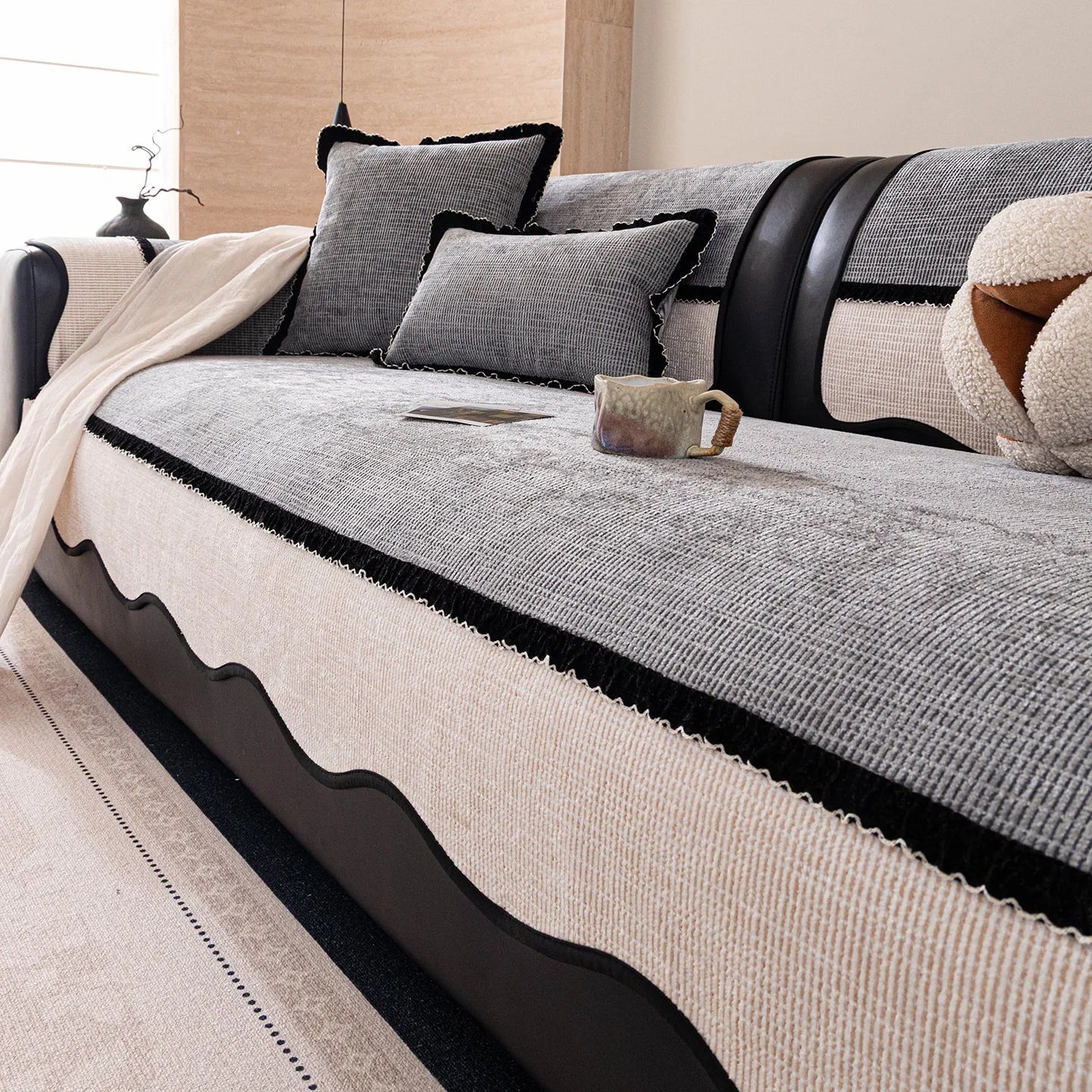 Textured Thick Chenille Sofa Cover | Anti-Slip for All Seasons