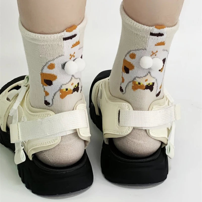 Calcetines de media caña con lindo diseño de trasero de gato en 3D | Divertida ropa de invierno para mujer