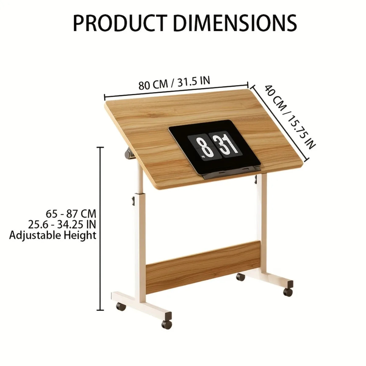 Adjustable Height Standing Desk with Lockable Wheels | Home Office