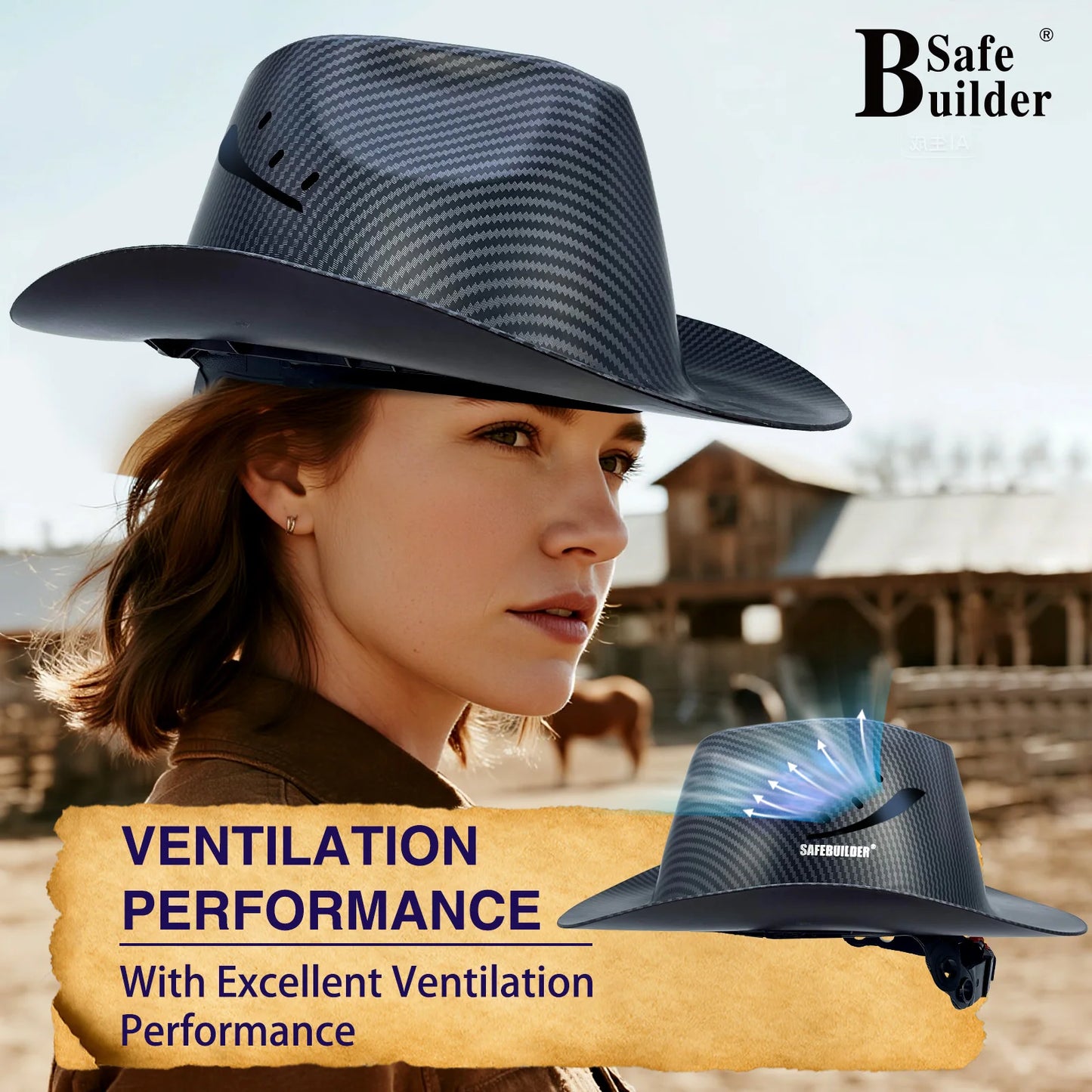 Vented Cowboy Safety Hard Hat | ANSI Certified Full Brim Helmet
