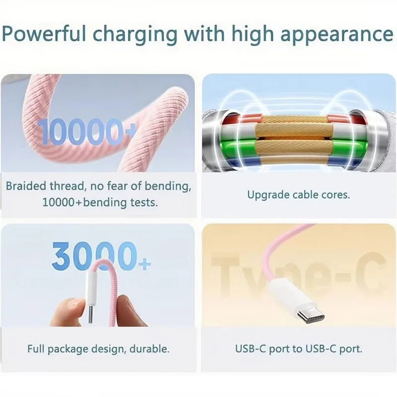 60W USB-C Fast Charger Cable | Nylon Braided Data Transfer