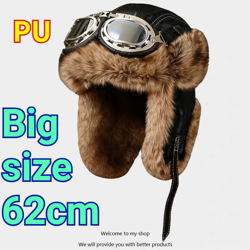 Plus Size Faux Fur Bomber Hat | Winter Windproof Trapper Cap