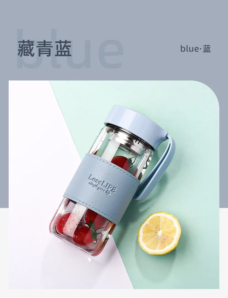 Japanese Style Glass Water Bottle with Tea Infuser | 480ml