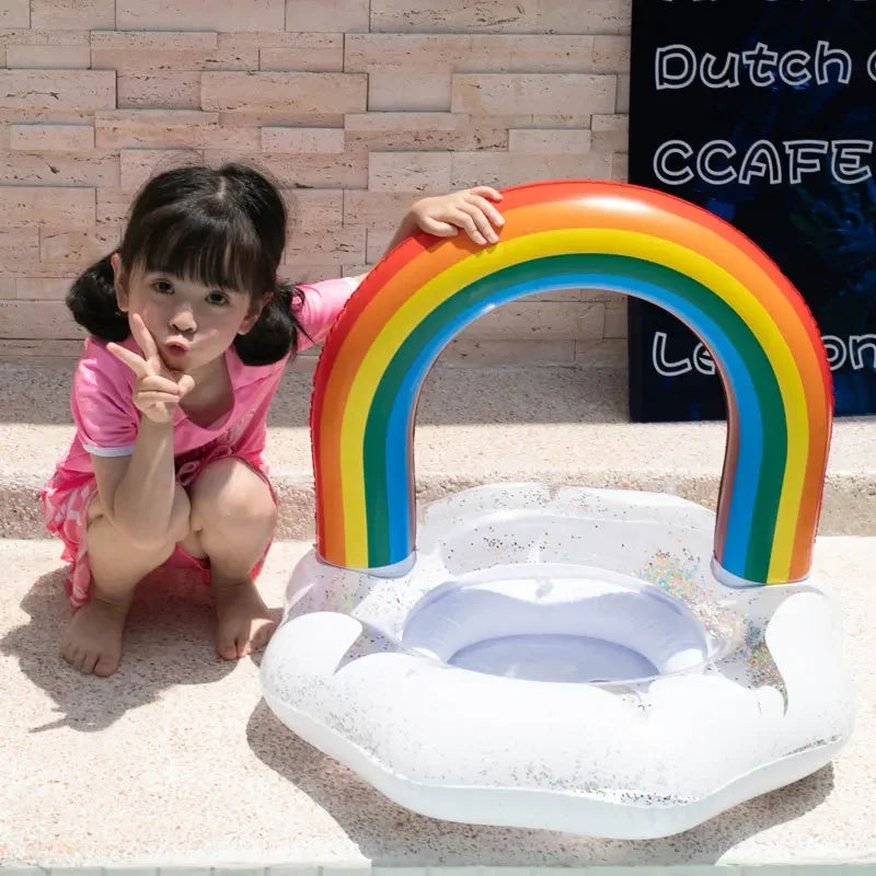 Rainbow Inflatable Swimming Ring | Fun Pool Float for All Ages