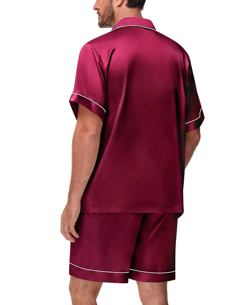 Men's Luxury Satin Pajama Set | Short Sleeve Summer Sleepwear
