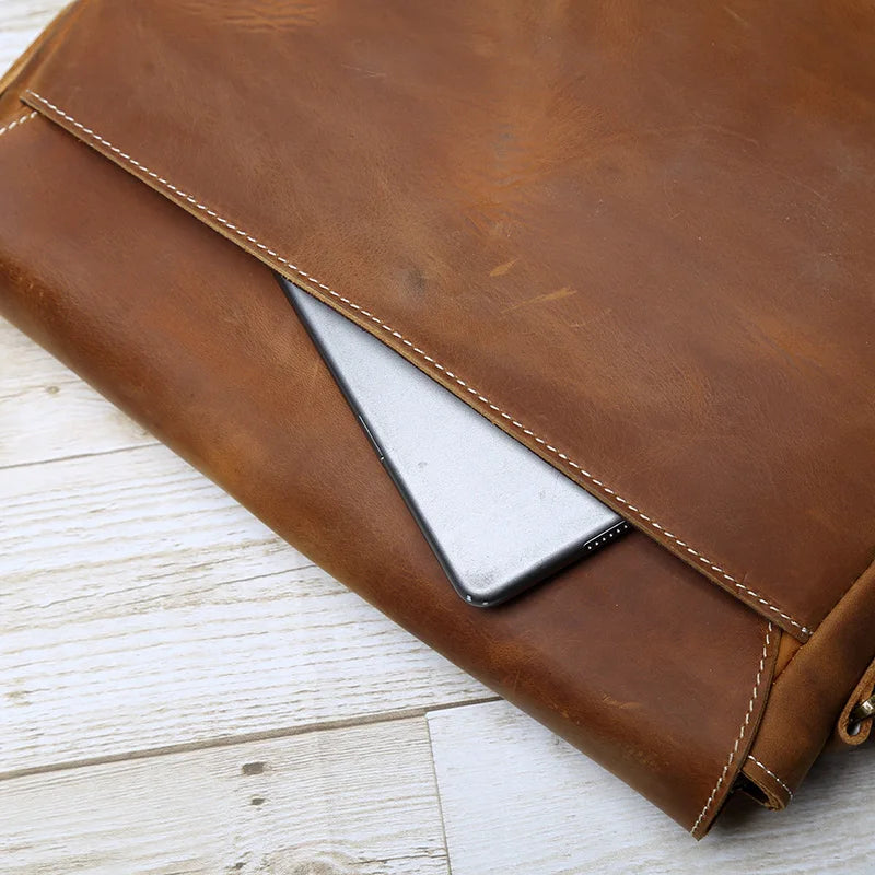 Retro Cowhide Men's Crossbody Bag | Handmade Leather Messenger
