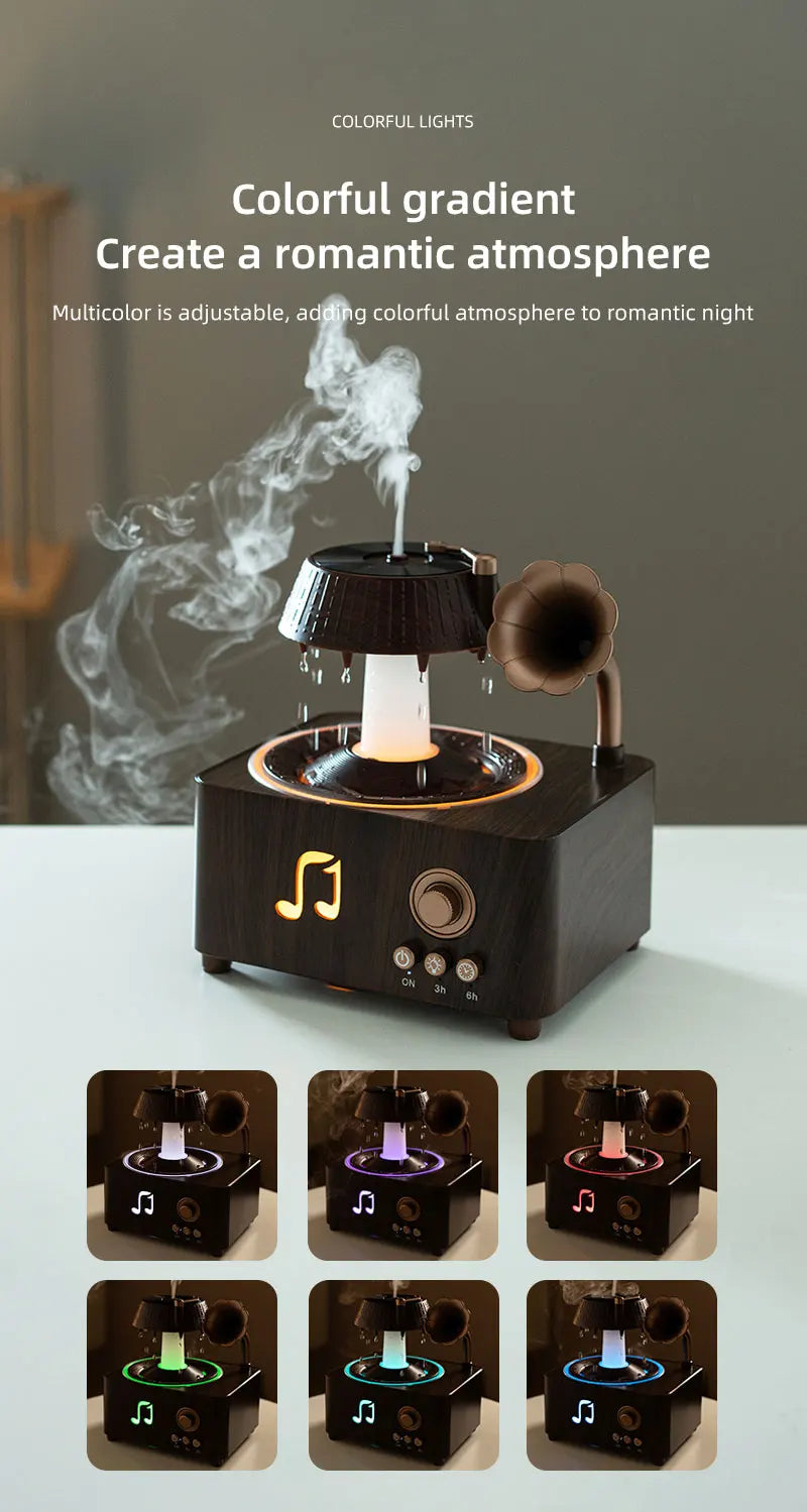 Rotating Raindrop Humidifier | Retro Aroma Diffuser with Lights