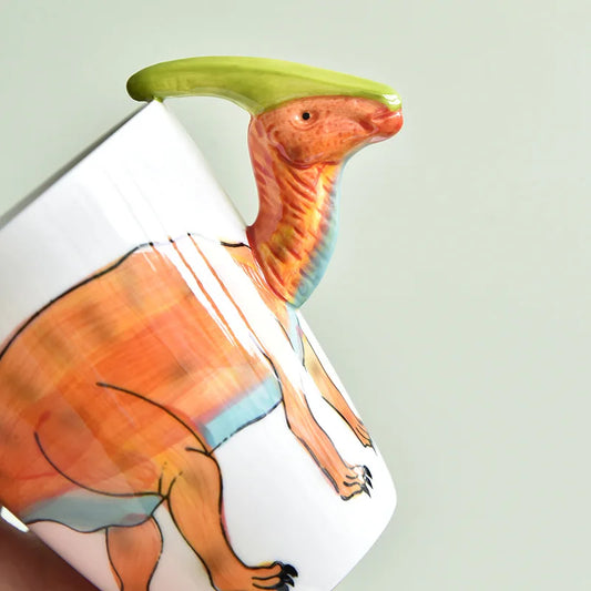 3D Dinosaur Ceramic Mug | Cute Long Necked Dragon Coffee Cup