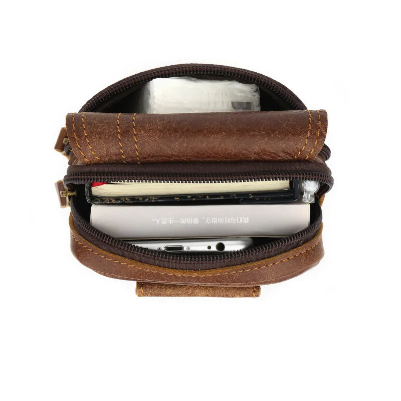 Men's Vintage Leather Waist Bag | Stylish Outdoor Sports Pack