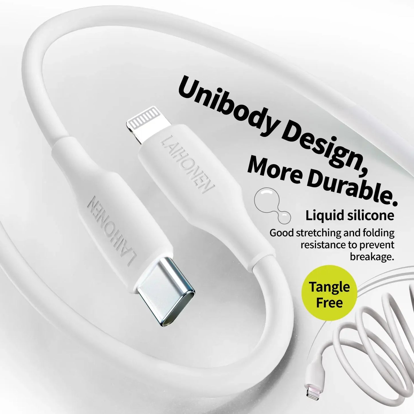 27W Fast Charging USB-C to Lightning Cable | Soft Silicone Pink Accessory