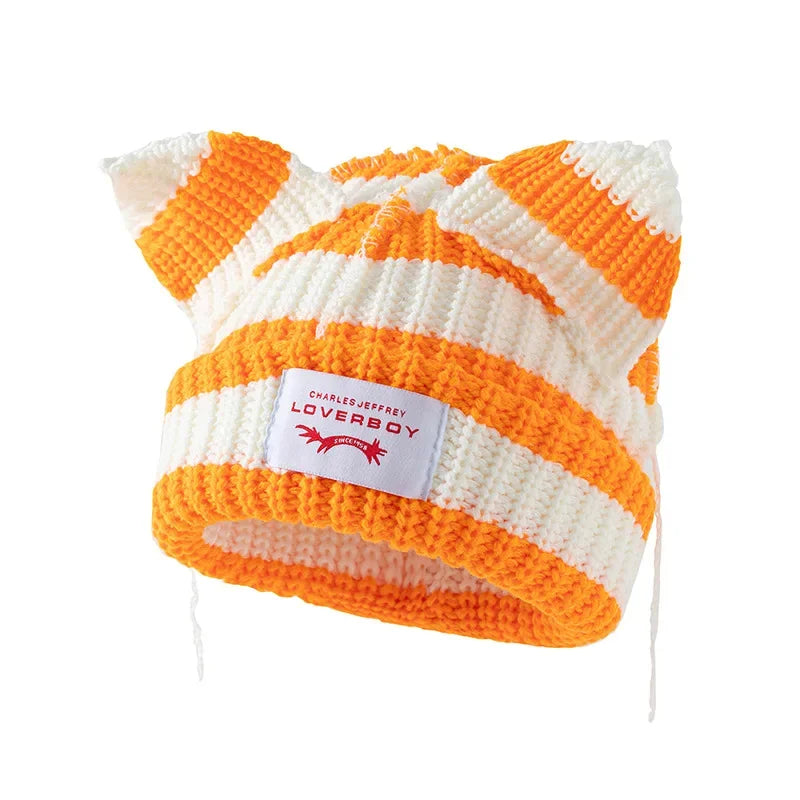 Unisex Cat Ear Beanie | Warm Crochet Knitted Skullies Hat