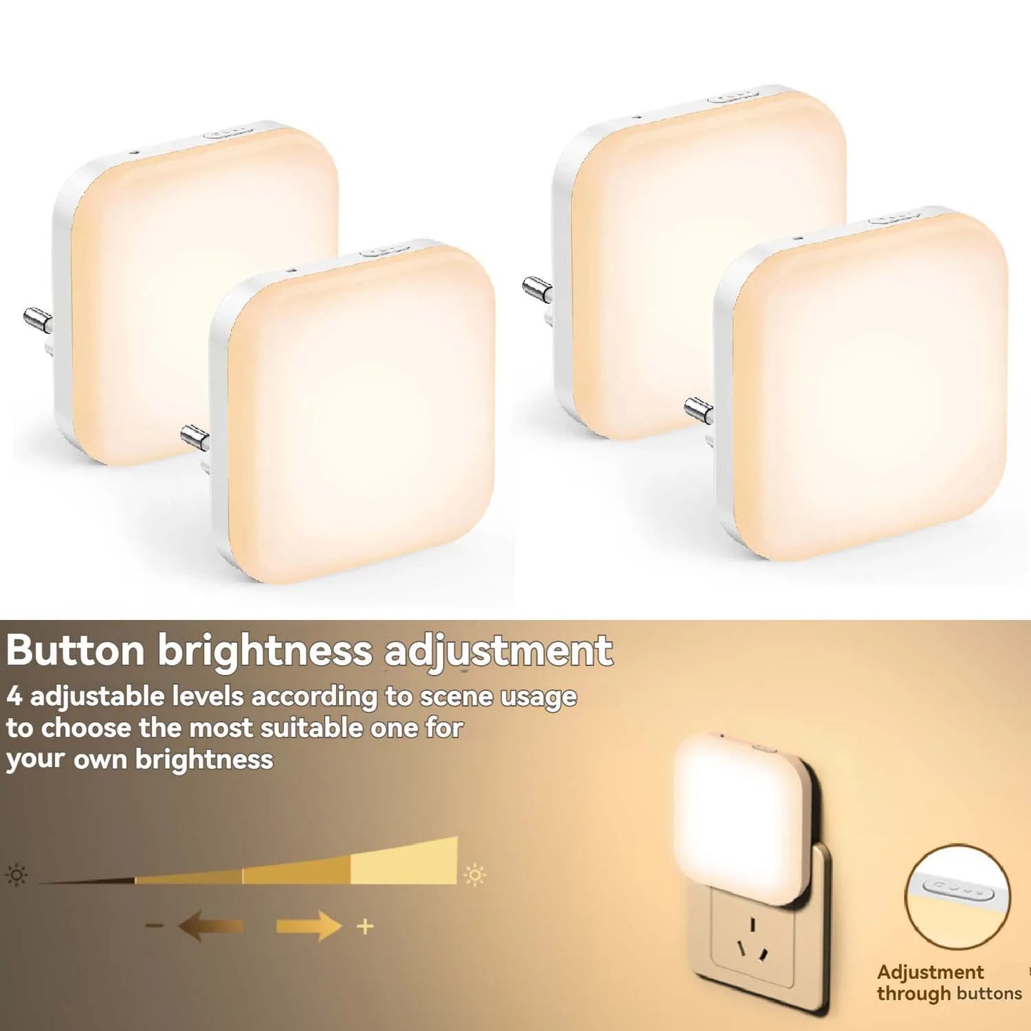 Luz nocturna regulable con sensor automático | Eficiente energéticamente y delgada