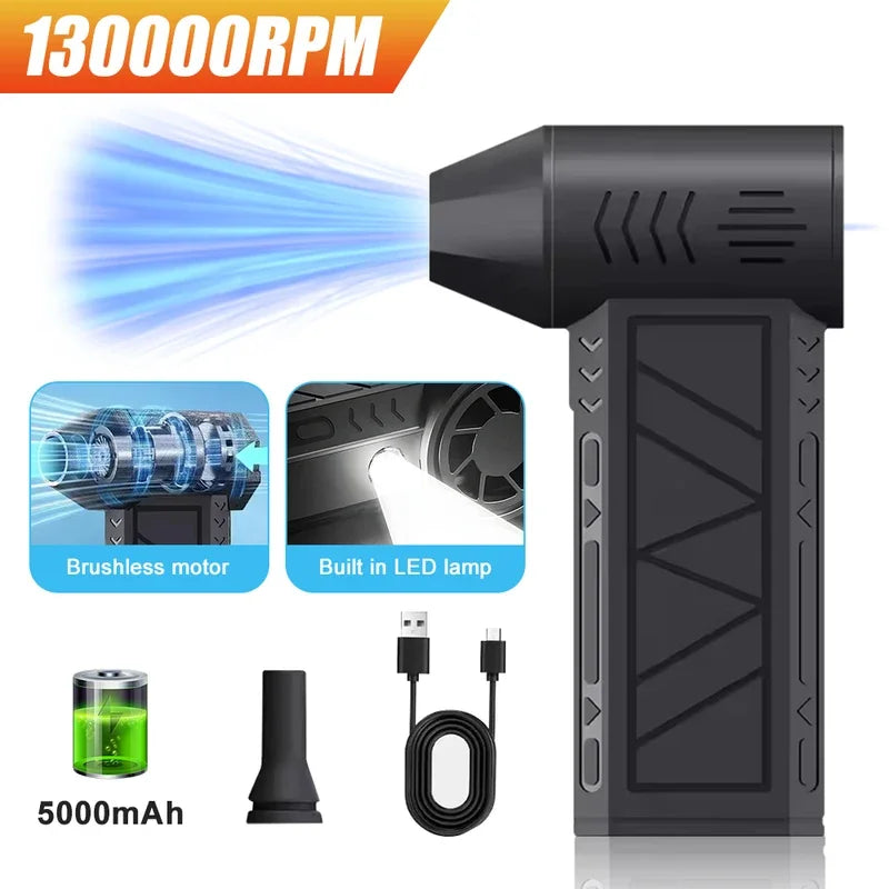 130000RPM Rechargeable Dust Blower with LED Light | Powerful Air Duster