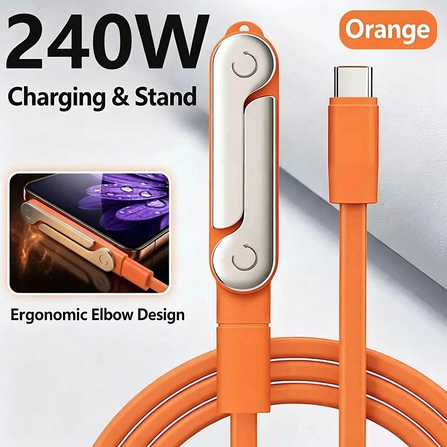 240W 2-in-1 USB C Fast Charging Foldable Desktop Stand Adapter