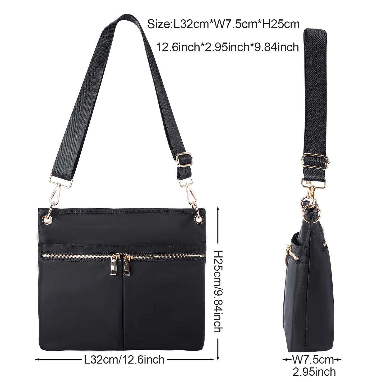 Stylish Crossbody Nylon Handbag | Lightweight Multi-Pocket Bag