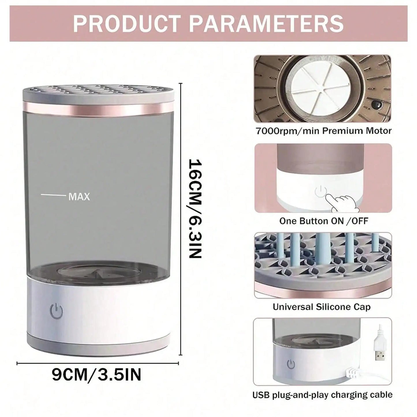Electric Makeup Brush Cleaner Machine | Automatic Spinner & Dryer