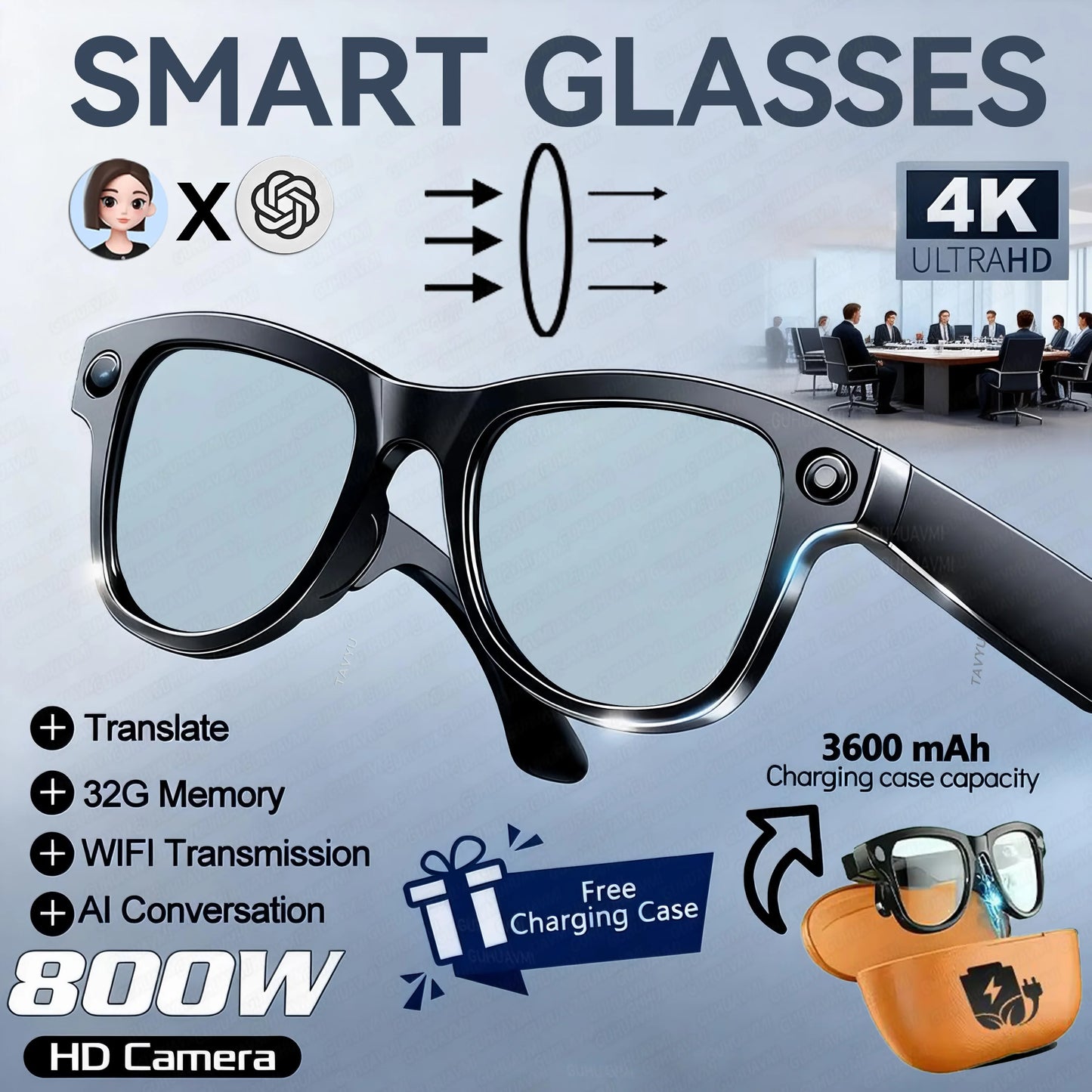 Large Capacity Smart Glasses with Translation & Recording Features