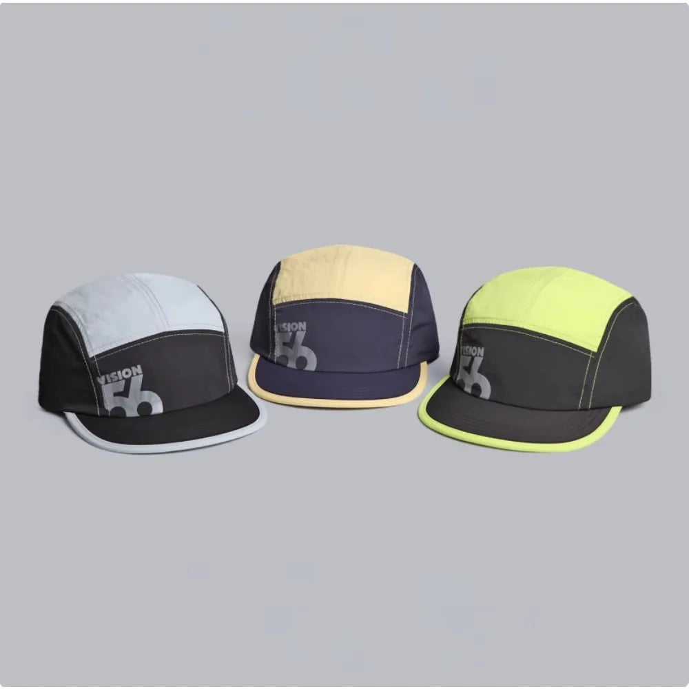 Fashion Flat Top Cotton Baseball Cap Unisex Quick-Dry Color Block Letter Print Korean Sport Hat for Running Cycling