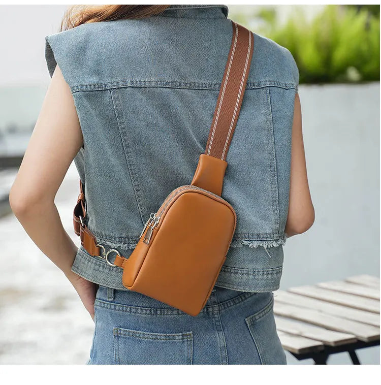 Unisex Soft Leather Chest Bag | Versatile Crossbody Waist Bag