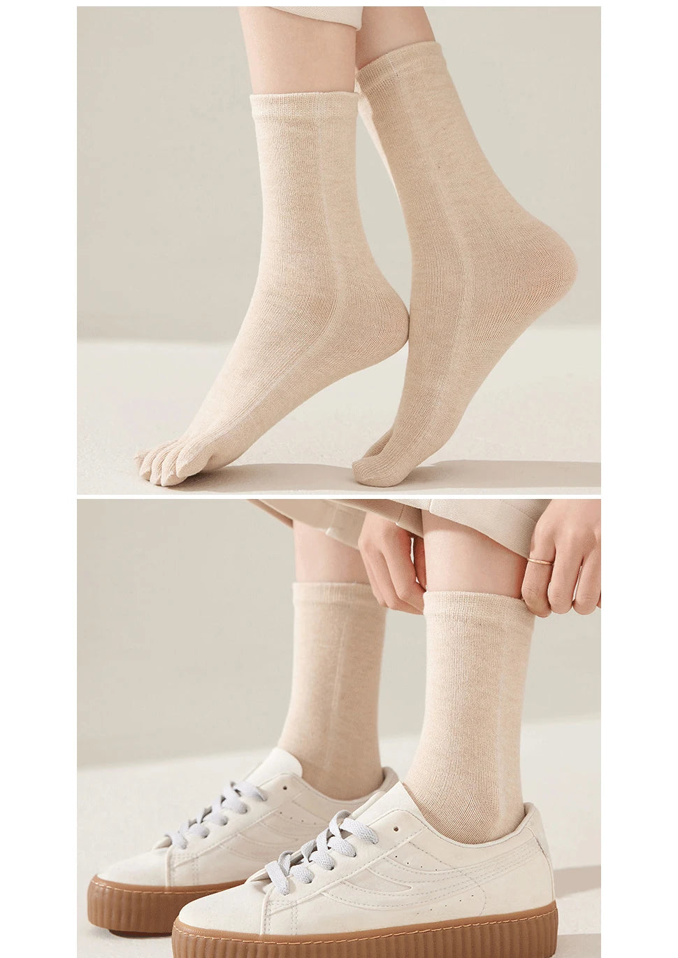5 Pairs Women's 5 Finger Socks | Comfortable Cotton Toe Socks