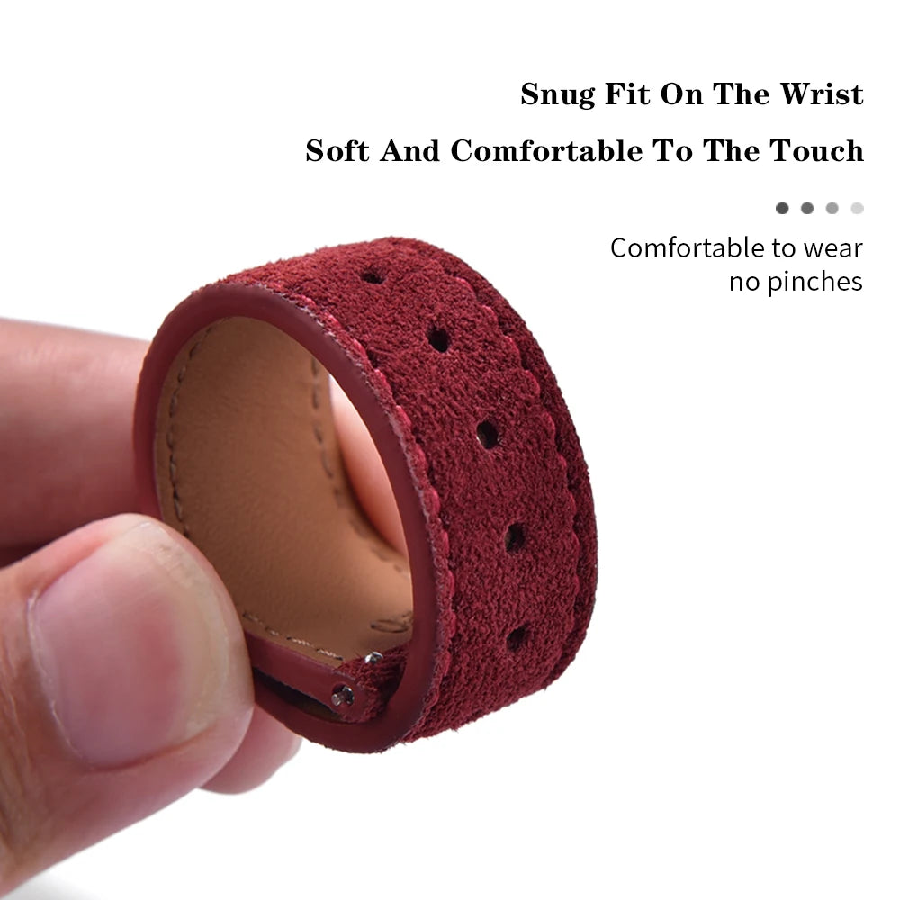 Vintage Suede Leather Watch Strap | Quick-Release Double Layer Band