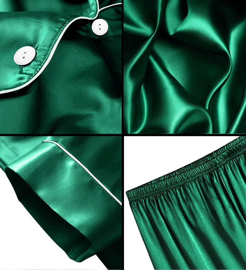 Men's Luxury Satin Pajama Set | Short Sleeve Summer Sleepwear