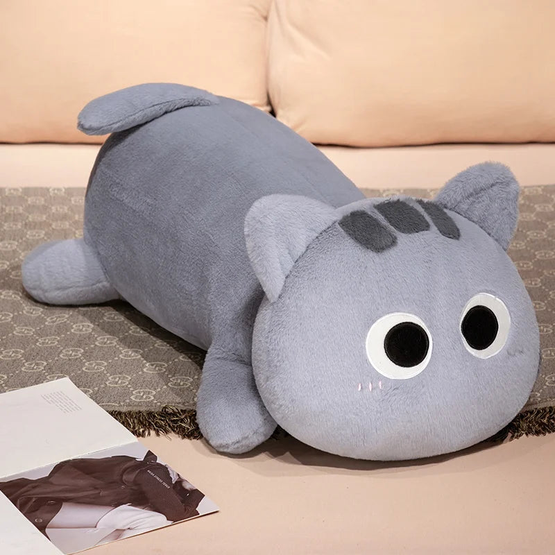 Big Long Lying Black Cat Plushie | Cozy Cushion Pillow