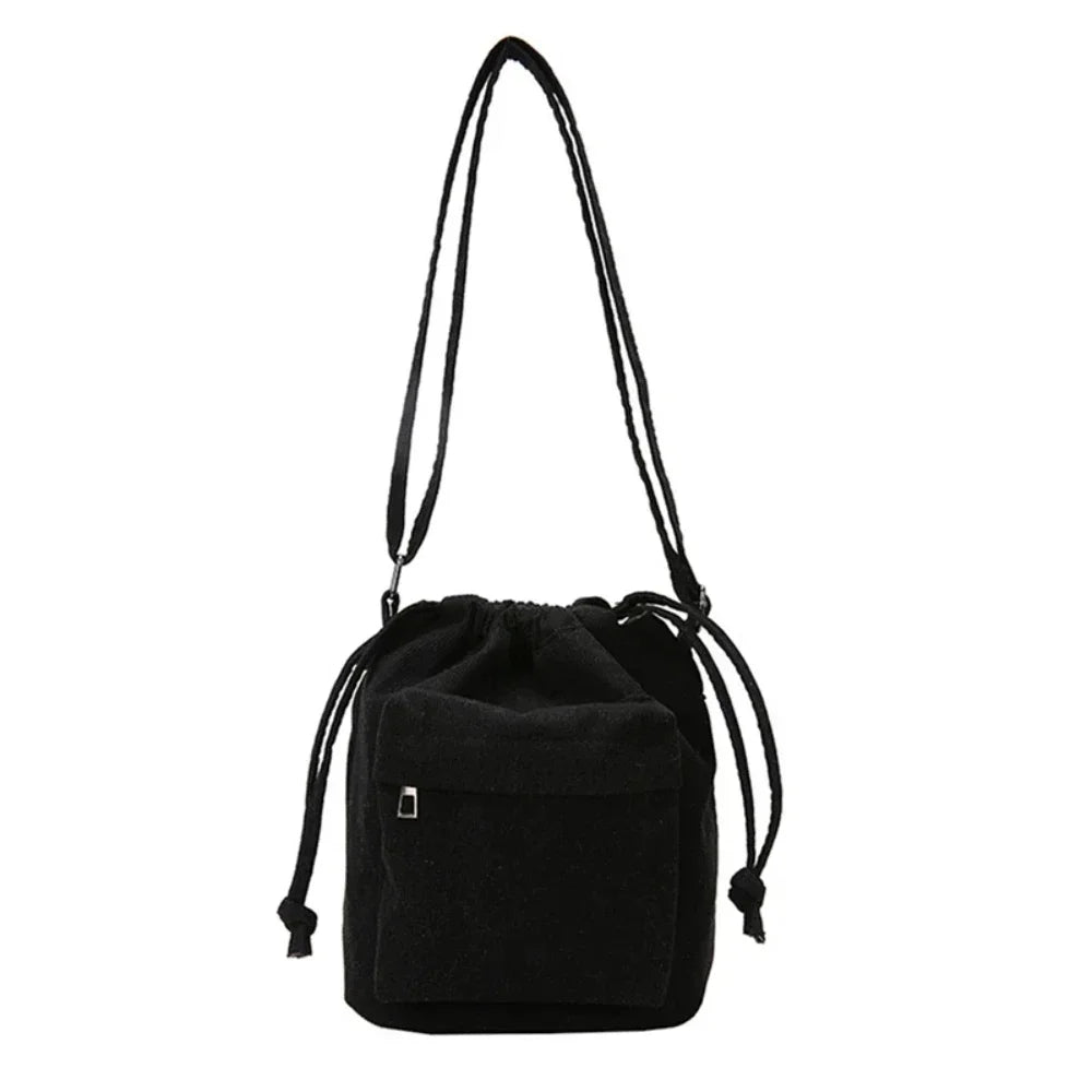 Women's Korean Style Drawstring Bucket Bag | Casual Crossbody