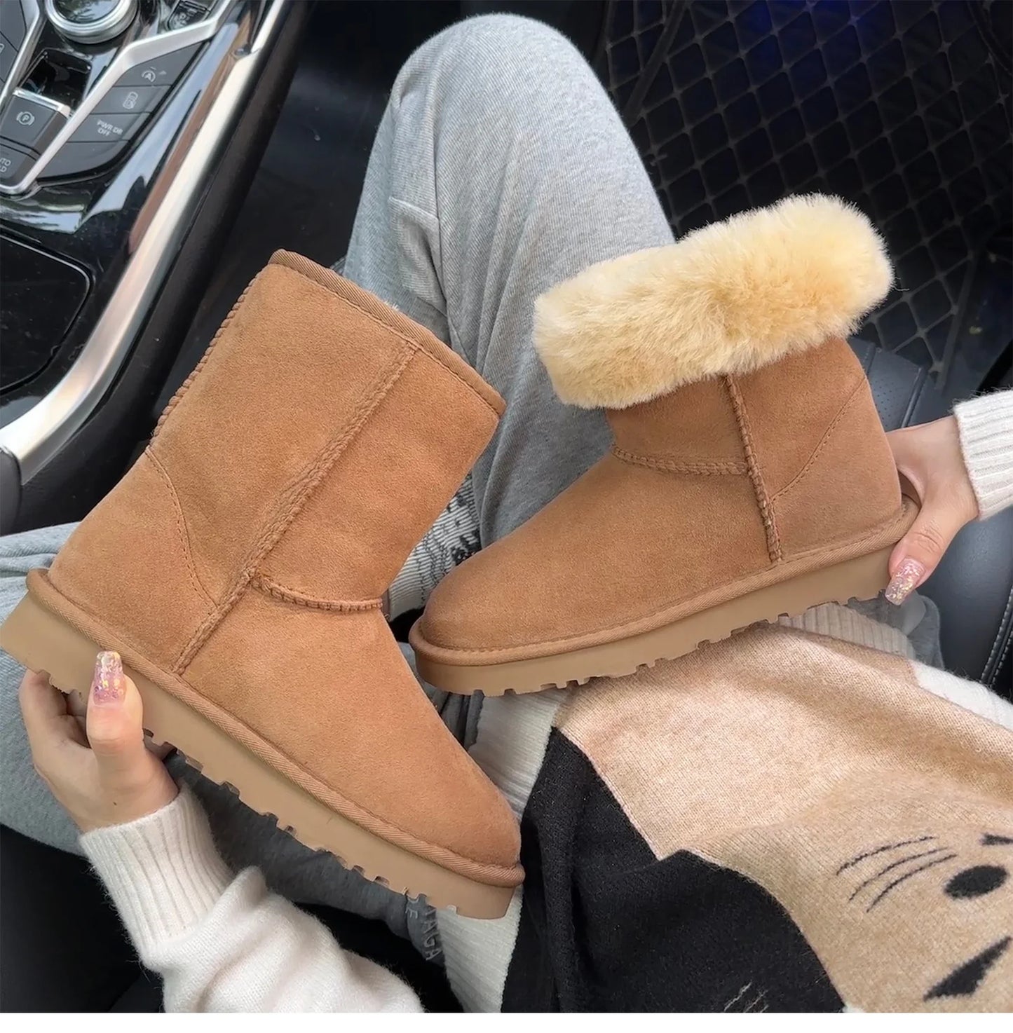 Women's Sheepskin Wool Snow Boots | Warm Winter Ankle Boots