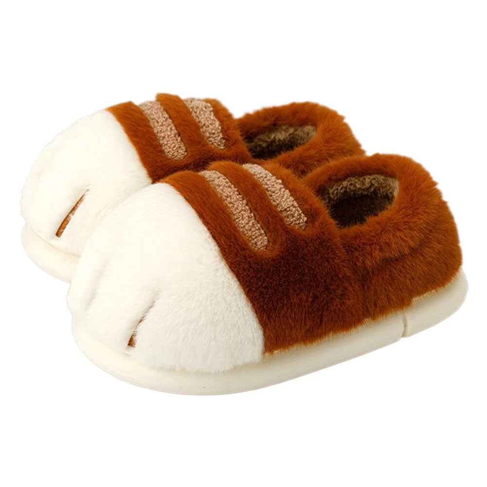 Unisex 3D Cat Paw Plush Slippers | Fluffy Winter Indoor Shoes