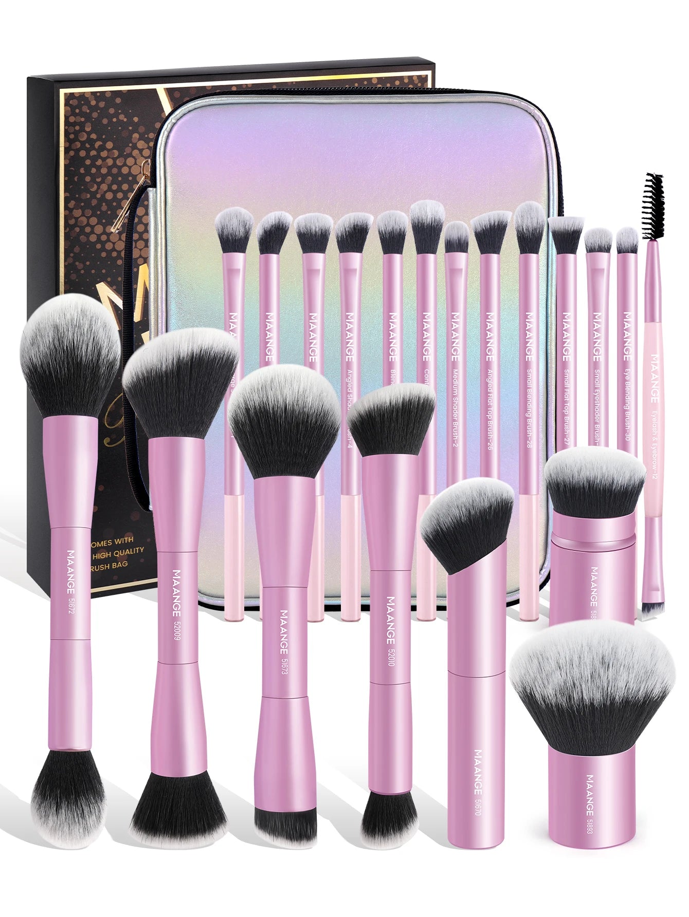 20pcs Professional Makeup Brush Set with Storage Bag | Essential Beauty Tools